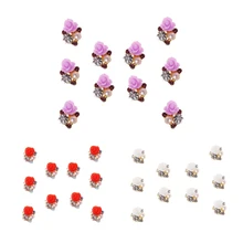 10Pcs/Set 3D Nail Art Decorations Rose Flowers Jewelry Glitters Crystal Rhinestones DIY Nail Tools