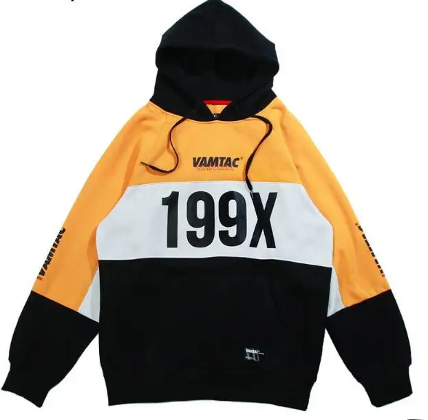 90s Hip Hop Hoodie Sweatshirt Mens Color Block Patchwork Clothing Harajuku Hoodie Streetwear 