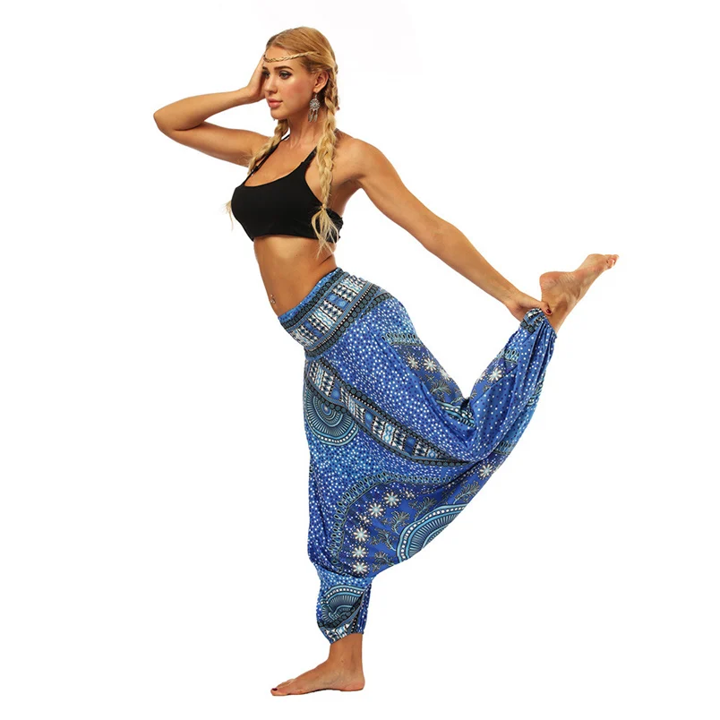 Women Pants Casual Summer Loose Yoga Trousers Baggy Boho Aladdin Jumpsuit Harem Long Trousers Comfortable Harem Pants F#J18 (6)