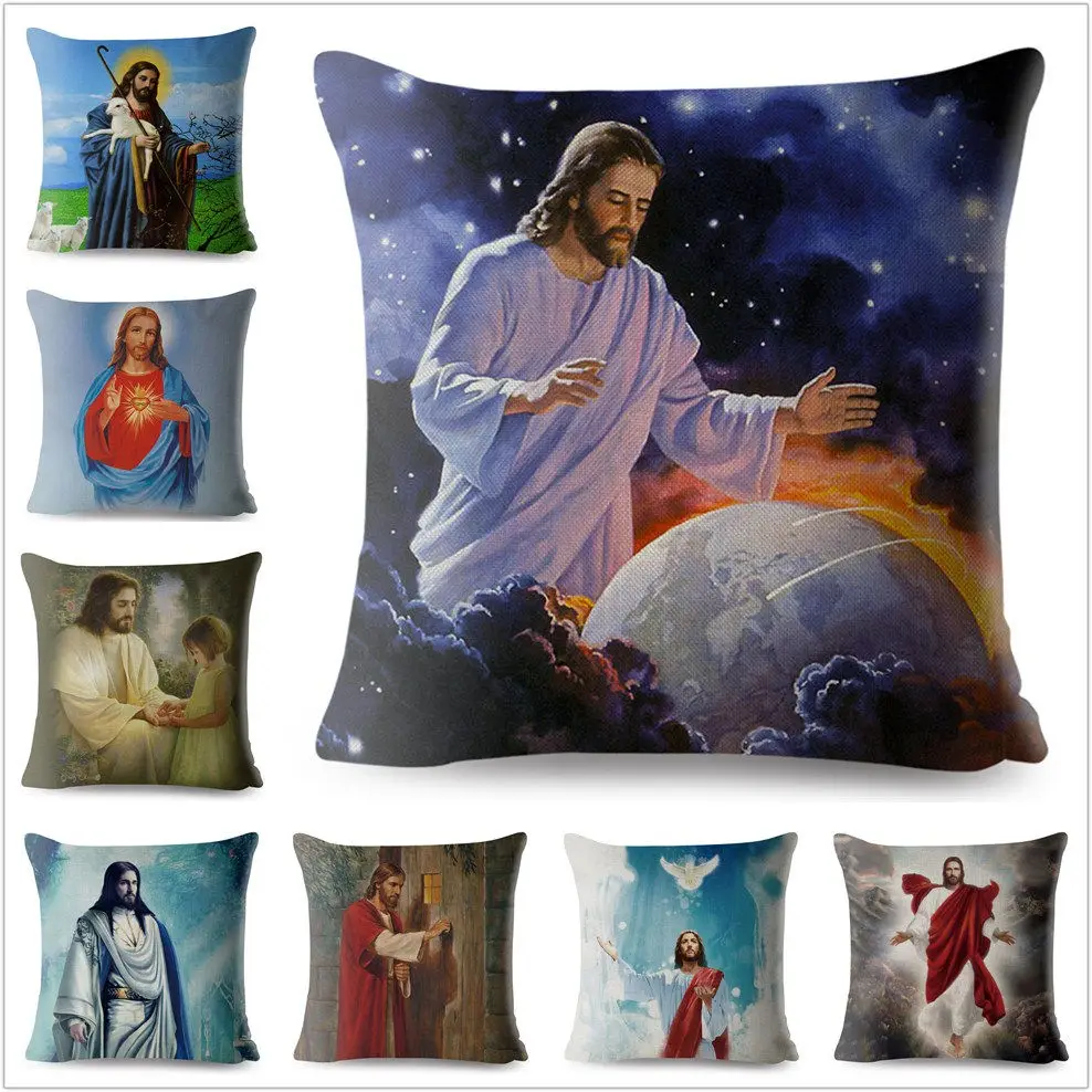 18/" Orthodox Church Icon Cotton Pillow Cases Church Home Sofa Car Printed 45cm