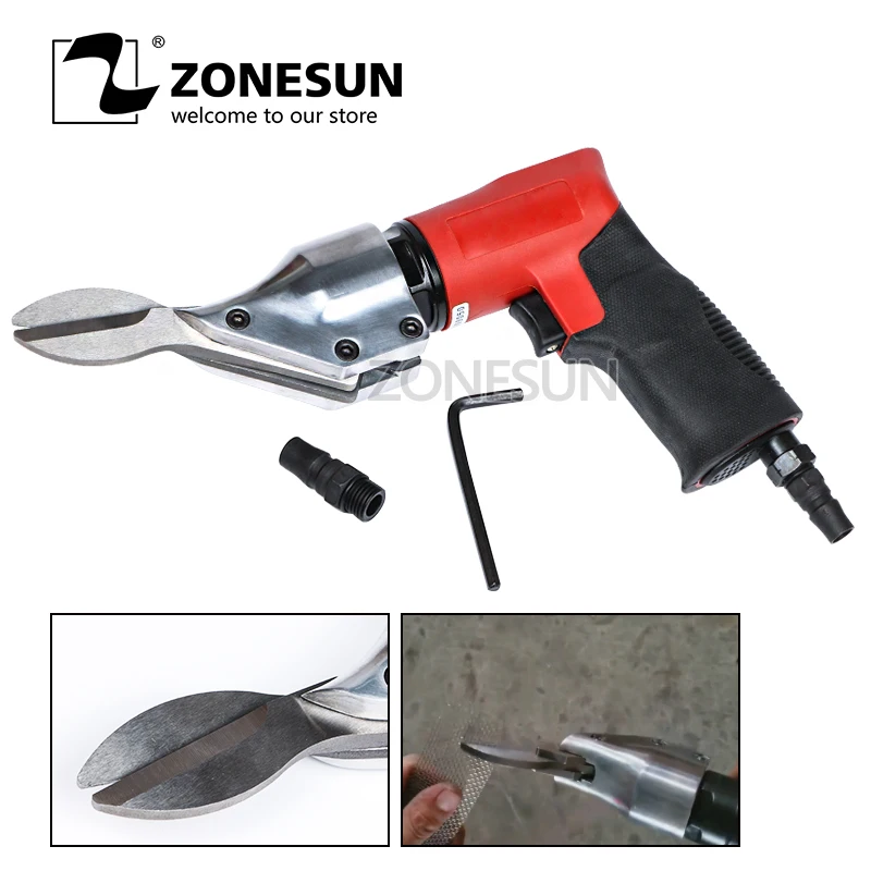 ZONESUN Pneumatic Air Cutter Scissors Straight Two blade for Cutting