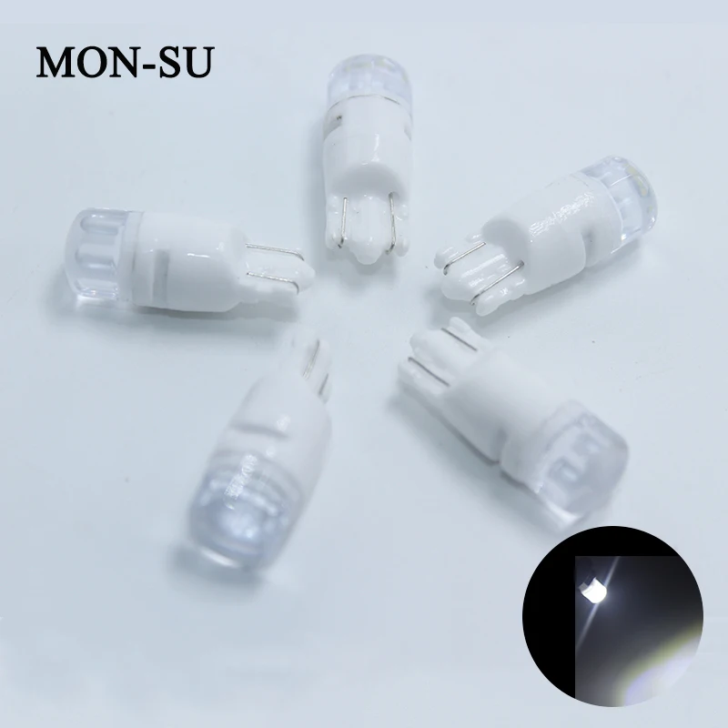 MON-SU100pcs Автомобильный светодиодный T10 COB W5w керамический объектив номерного знака