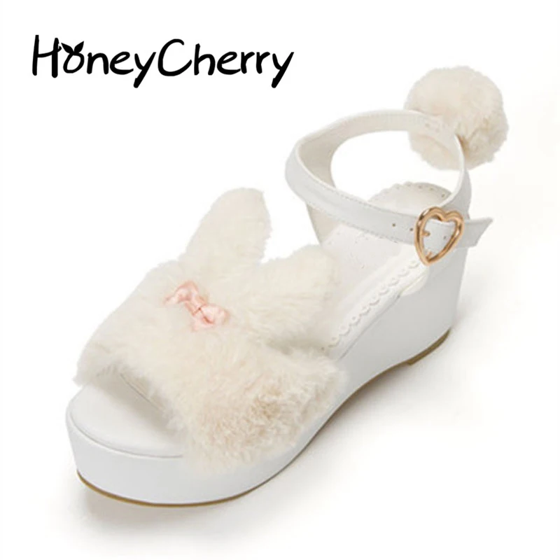 

Japan's New Lolita Sweet rabbit Summer Sandals womens Shoes High-heeled Muffin Bottom Thick Lolita shoes Platform Sandals