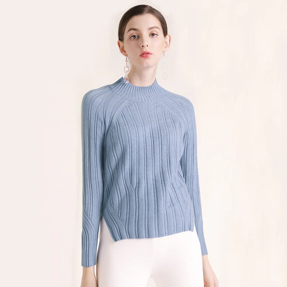 Solid half turtleneck elastic knit slim pullovers sweater 2018 new women autumn winter basic long sleeve sweater