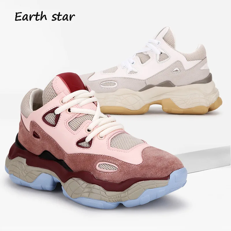 

White Shoes Women Platform Chunky Sneakers zapatos de mujer Spring New chaussures femme Fashion Brand Ladies footware Patchwork