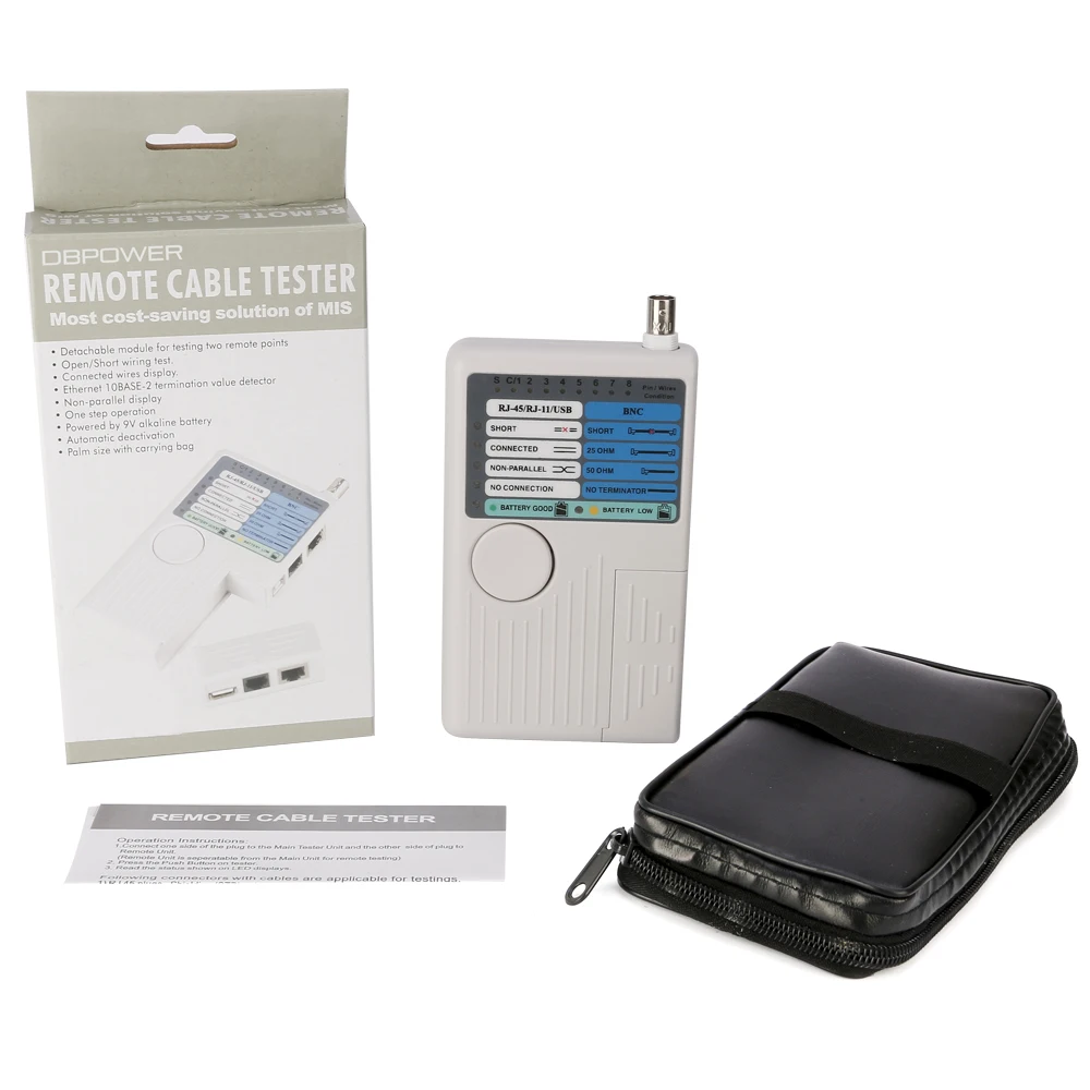 New Portable Ethernet Network Cable Tester Remote RJ11 RJ45 USB BNC LAN For UTP STP LAN Cables Tracker Detector Tool Kit