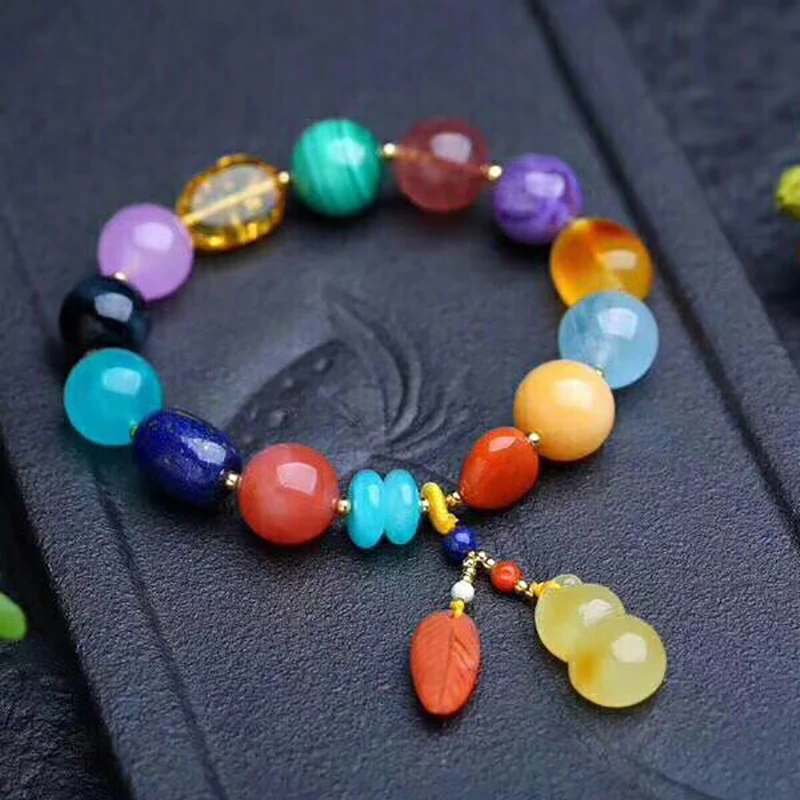 

Fine Multicolor JoursNeige Natural Stone Bracelets With Shape Bead With gourd leaf Bracelet for Women Single lap Fashion Jewelry