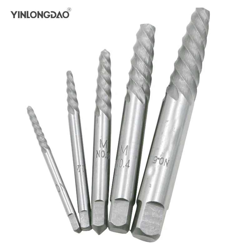 5Pcs/set square handle screw extractor Drill Bit Guide Set Broken Bolt Remover Easy Out Set