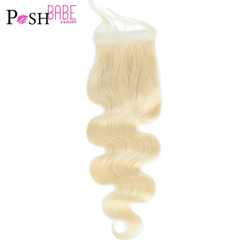 

POSH BABE 613 Blonde Closure 8 - 24 Inch Brazilian Body Wave Human Hair Middle Part 4x4 Top Closure with Baby Hair Free Shipping