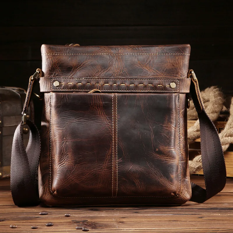 

Shang Demeng, men's leather briefcase, satchel, men's handbag, Guangzhou leather bag, crazy horse skin 8029-1