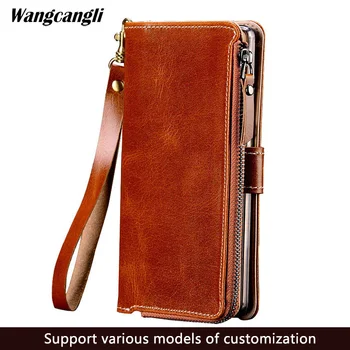 

For iPhone 6 6s 7 8 Plus X PU Leather Multi Function Universal Wallet w/ Strap Zipper Credit Card Holder Coin Bag Cover Case