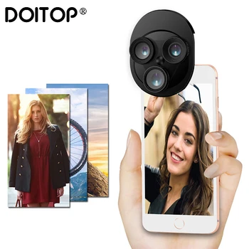 

DOITOP 3 In 1 Mobile Phone Lens Set Professional Integral Turntable External Use Wide Angle + Fish Eye + Macro Camera Lens Set