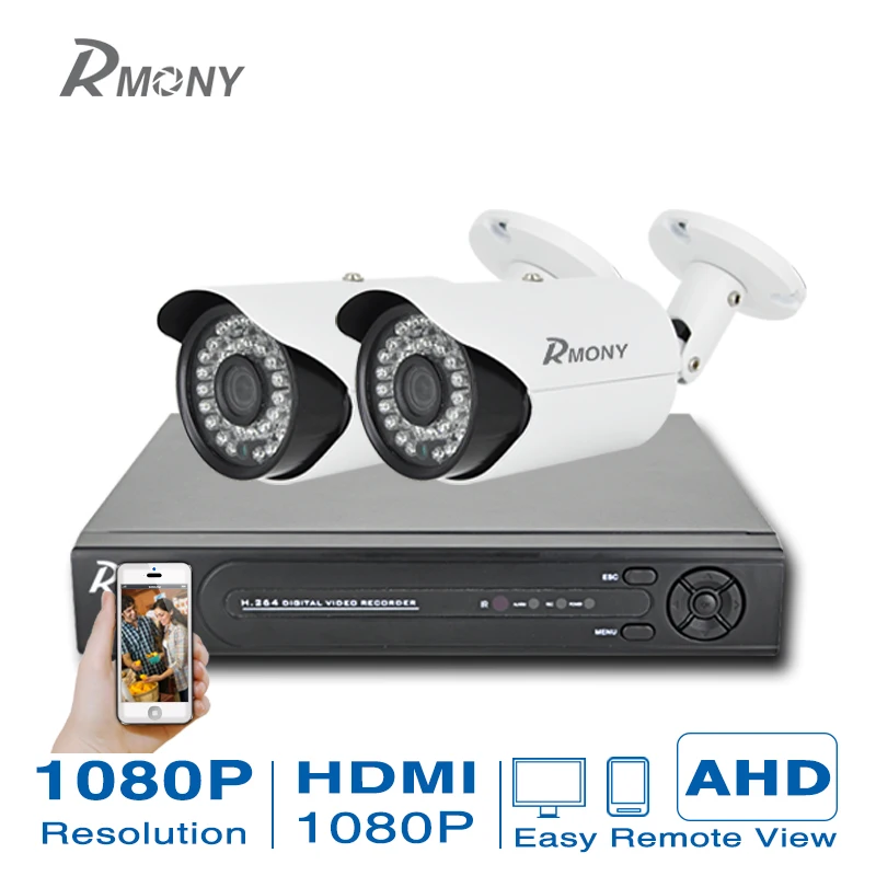 High Quality 4CH 2.0MP AHD DVR System 1920*1080 Waterproof Night Vision Surveillance Camera IR CCTV kits for Home Security