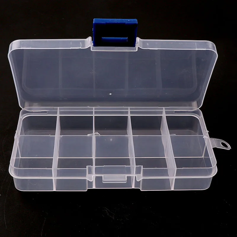 

1 Pc 10 Grids Split Transparent Plastic Storage Box DIY Nail Art Tips Decoration Jewelry Small Components Hardware Tools