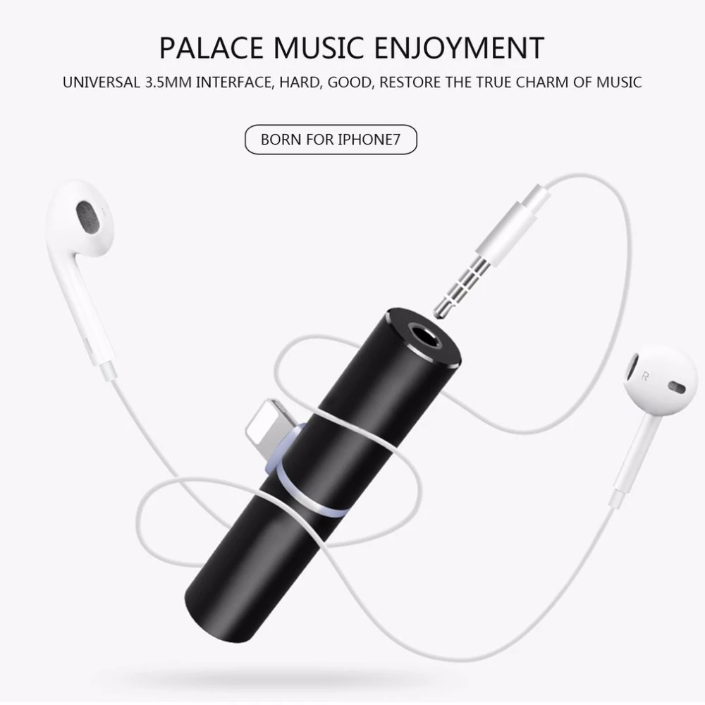 Kopen Voor Bliksem naar 3.5mm Jack 2in1 Opladen Audio Adapter Voor iPhone 7 Plus Oortelefoon Kabel Audio Converter Voor Apple iPhone 7