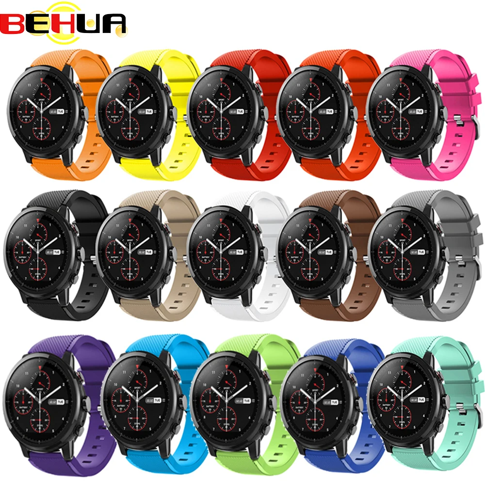 22 мм спортивные часы из мягкого силикагеля ремешок для Huami Amazfit Stratos Pace 2/2S 3 3S смарт