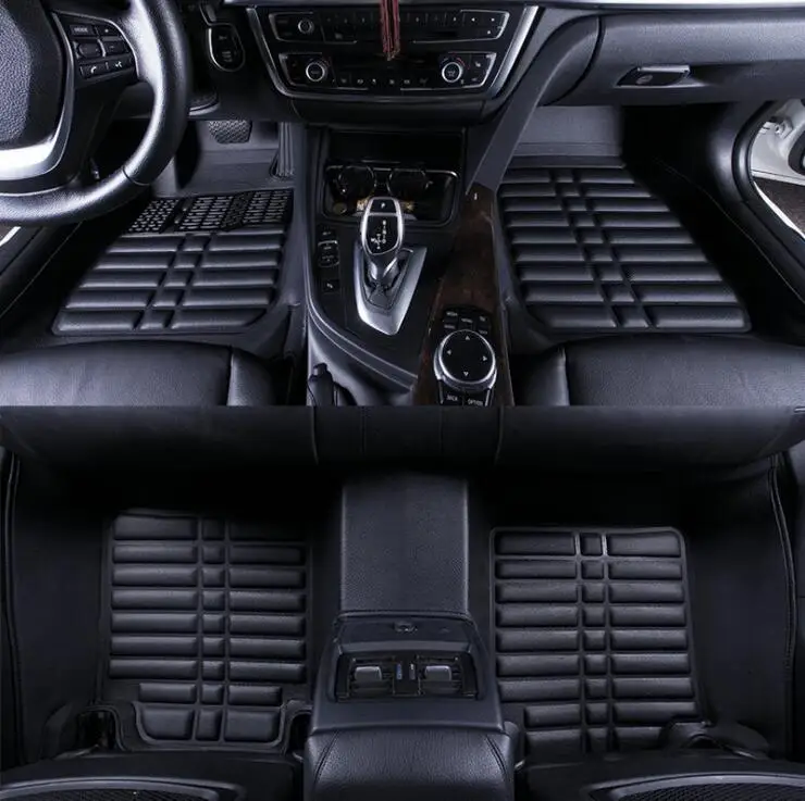 Car Accessories interior Leather floor mat , 3 D Car floor mats Custom fit Front/Rear Full Set Embroidery car-styling
