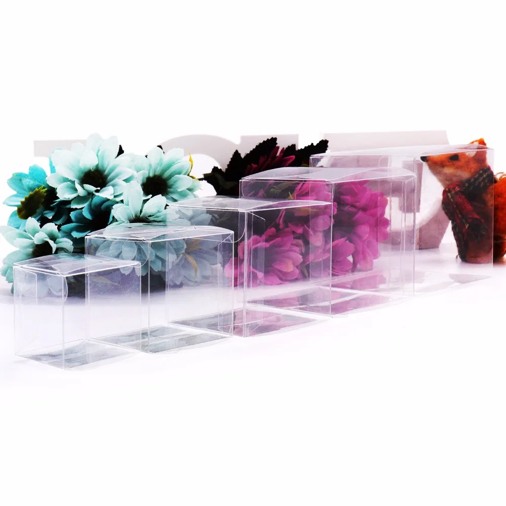 

10Pcs Transparent Clear Gift Candy Box Square PVC Chocolate Bags Boxes Christmas gift box Wedding Favor Party Event Decoration