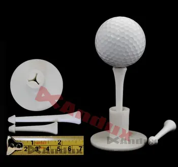 

Golf tee rubber holder + 2 tees 3" & 1 3/4" long practice swing trainer training