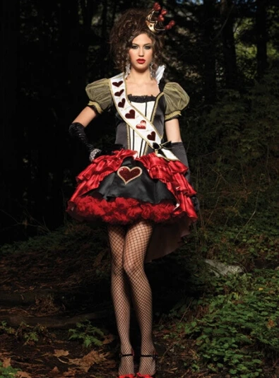 

free shipping New Design Deluxe Royal Red Queen Costume size s-xl