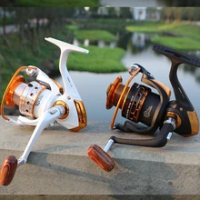 Хорошее качество Рыболовная катушка предварительно загрузка прялка деревянная ручка черный 500/9000 s металлический 12+ 1 BB 4,1: 1 5,2: 1 5,5: 1 160/660 г