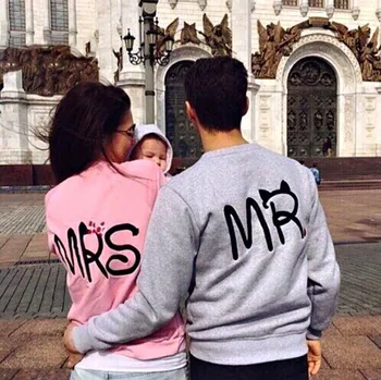 

Women's Men's Cotton Long Sleeves Pullover Sweatshirt Couple Matching Clothes Warm Top Clothes Autumn