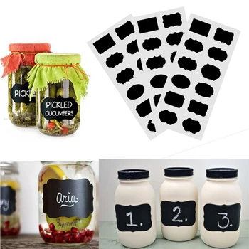 Home Useful Furniture Stickers Fancy Black Board Kitchen Jam Jar Label Stickers Chalkboard Paster Black Kitchen Decor Cardboard