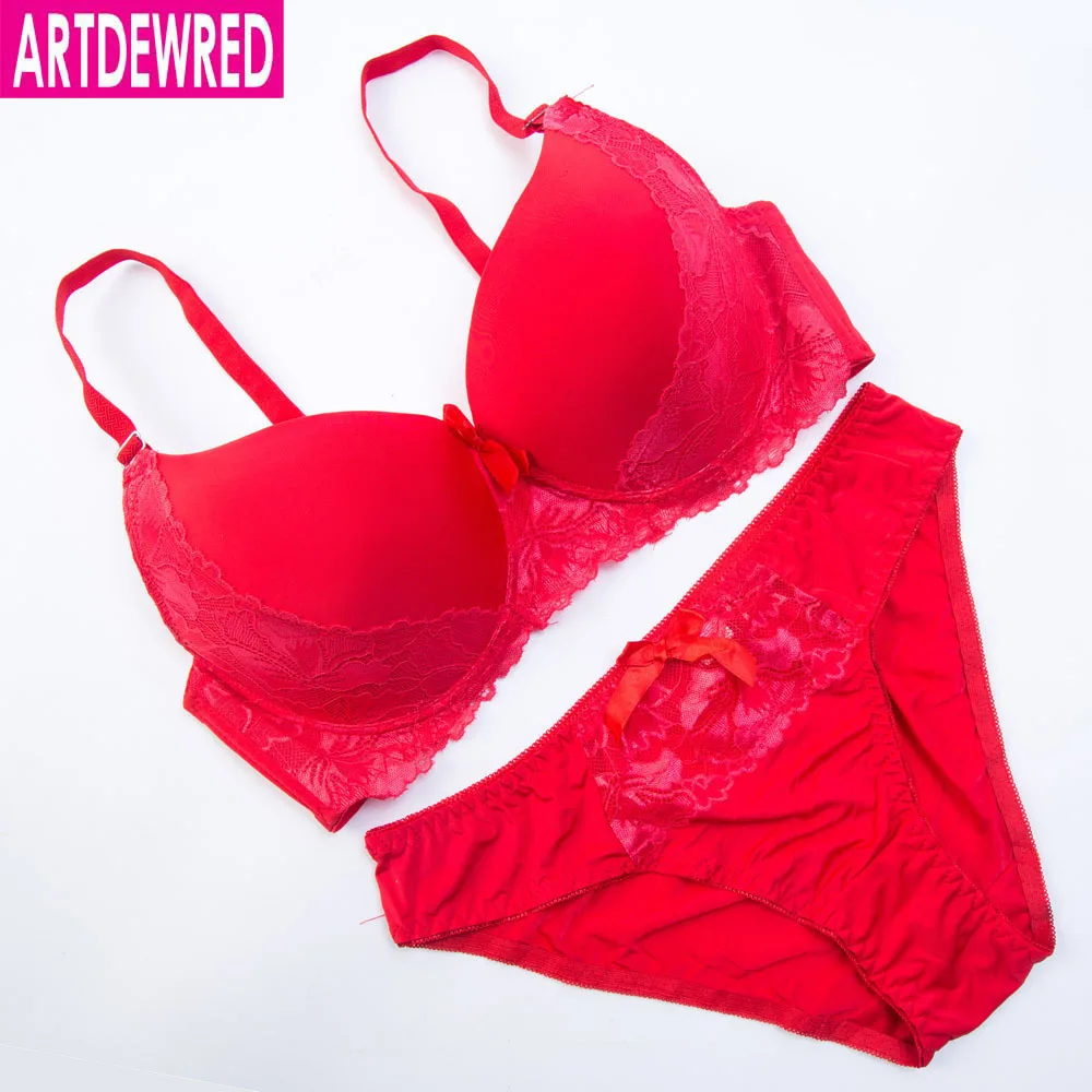 ARTDEWRED Plus Size Bra Set 90D 95DD 100E 110 Cup Underwear Oversized Lace Women Lingerie Puse Up Bra Brief Sets Sexy Intimate