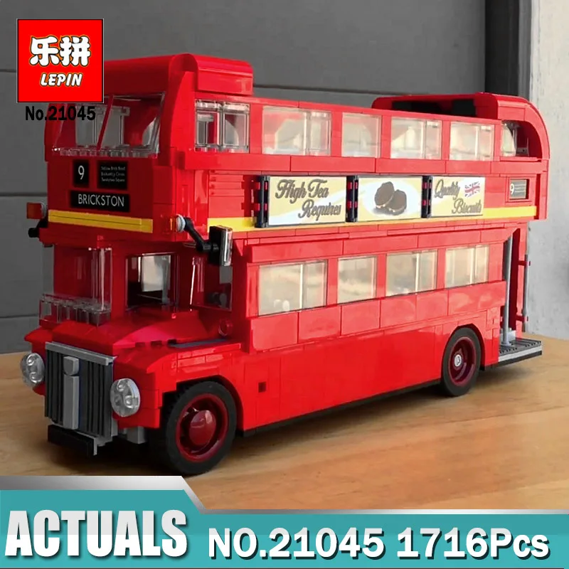 

Lepin 21045 1716Pcs Genuine Technic Series The London Bus Set Compatible Legoing 10258 Building Blocks Bricks Toys for Children