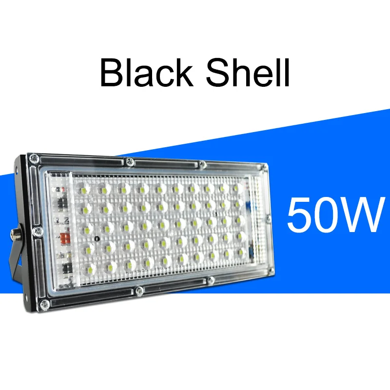 Светодиодный светильник для улицы 50 Вт 20 Вт 10 Вт Светодиодный прожектор настенный светильник IP65 Водонепроницаемый садовый 220 В RGB светильник квадратный светодиодный светильник Точечный светильник - Испускаемый цвет: 50W Black Shell Cold
