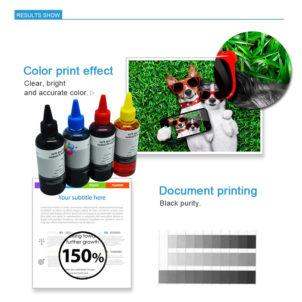Universal Refill Ink kit 100MLx6 Bottle for Epson Canon HP Brother Lexmark DELL Inkjet Printer CISS Cartridge Printer Ink