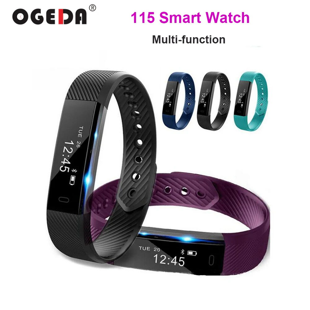 OGEDA Sports Smart Watch Men Woman Fitness Tracker Bracelet Step Counter Activity Alarm Clock Bluetooth Wrist Watch 115 Clock