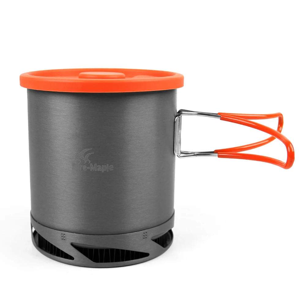 

Portable 1L Aluminium Alloy Cooking System Outdoor Hiking Camping Pot Portable Picnic Heat Exchanger Pot With Foldable Handle