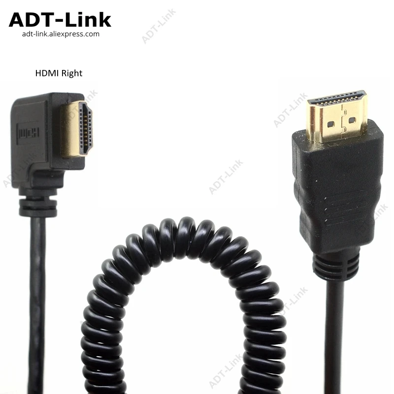 

Elastic Coiled Spring HDMI Cable Male to Male V1.4 1080P 3D Pure Copper HDMI Left & Right Angled Cabo 0.6m-2.0m