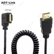 Mola enrolada elástica hdmi-compatível com v1.4 1080p 3d de cobre puro esquerda & direita angular hdmi-cabo compatível 0.6m-2.0m