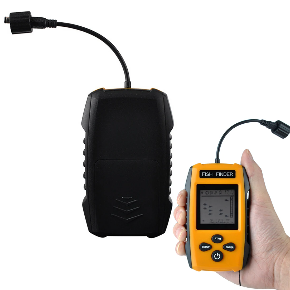 إنذار 100 متر المحمولة سونار lcd المهنية الصيد صيد الأسماك إغراء السونار fishfinder سونار للصيد