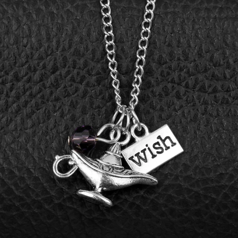 

Aladdin Inspired Necklace Aladdin Princess Jasmine A Whole New World Wish Logo Crystal Magic Lamp Of Aladdin Pendant Jewelry