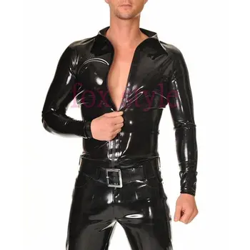 

fashion mens latex shirt with long sleeves
