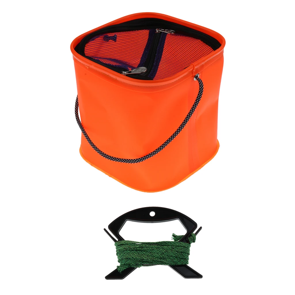 Perfeclan BBQ Camping Collapsible Water Bucket Fishing Tackle Fish Pail Baits Lure Case Wash Basin Collapsible Fishing Bucket