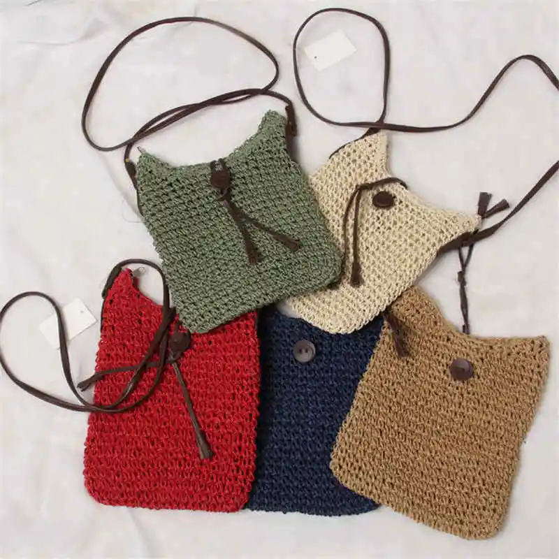 Wild straw bag Shoulder simple Crossbodysmall small fresh literary woven mobile phone handbag | Багаж и сумки
