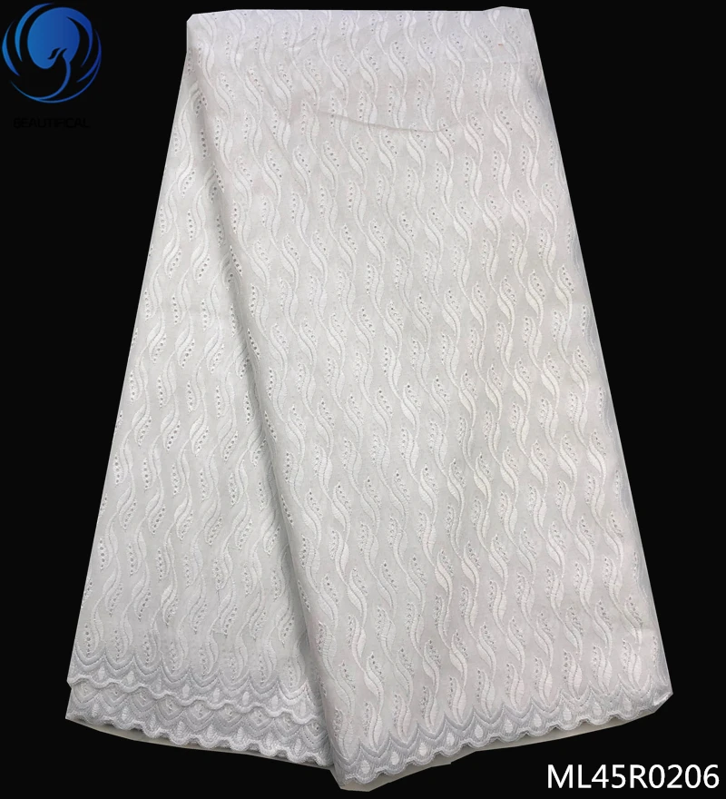 

BEAUTIFICAL white african lace fabric 2019 high quality lace polyester lace fabric african swiss voile lace 5yards/lot ML45R02