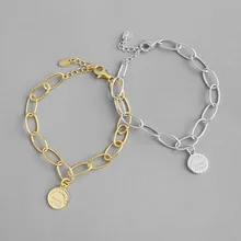 Стерлингового серебра 925 пробы шармы круглые браслеты для женщин pulseras mujer, минимализм золотой цвет браслеты и браслеты ювелирные изделия