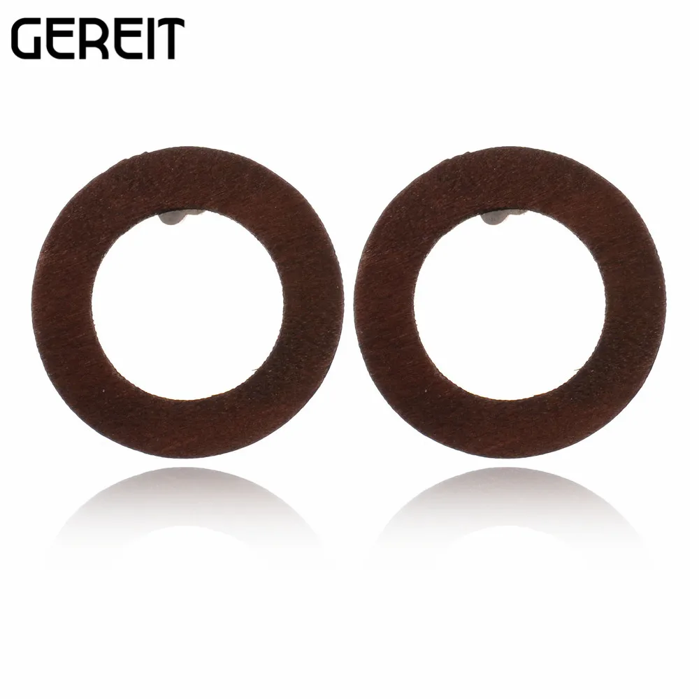 

GEREIT Bohemian Vintage Brown Wooden Stud Earrings Trendy Big Circle Statement Earrings Women Men Korean Kpop Jewelry Brincos