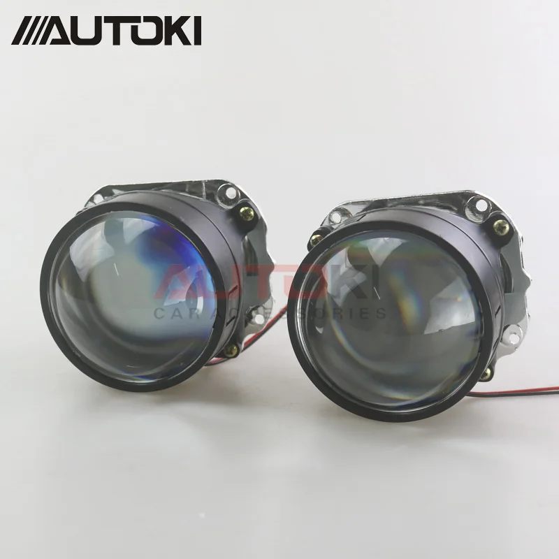 Autoki квадратный светодиодный проектор в виде ангельских глаз с биксеноновыми линзами для модификации автомобиля DIY W/дневные ходовые огни 2,5 ''H4 H7