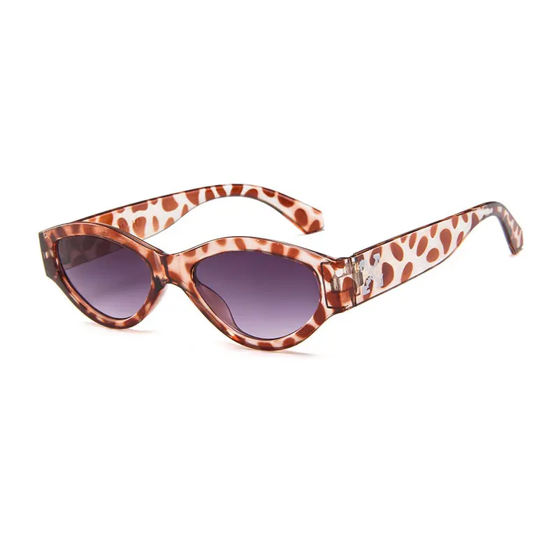 Роскошные брендовые солнцезащитные очки винтажные Овальные Солнцезащитные очки для женщин Ретро дизайнерские солнцезащитные очки для дам пластиковые солнцезащитные очки для женщин s - Цвет линз: leopard