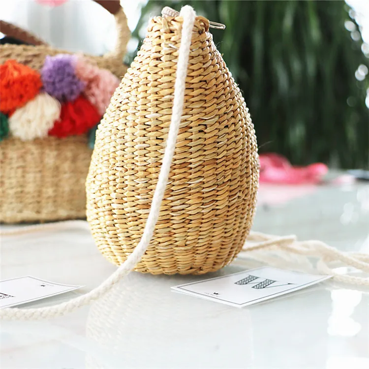 Rattan grass mini straw bag girl Cross body woven bag Women's summer beach Shoulder Bags