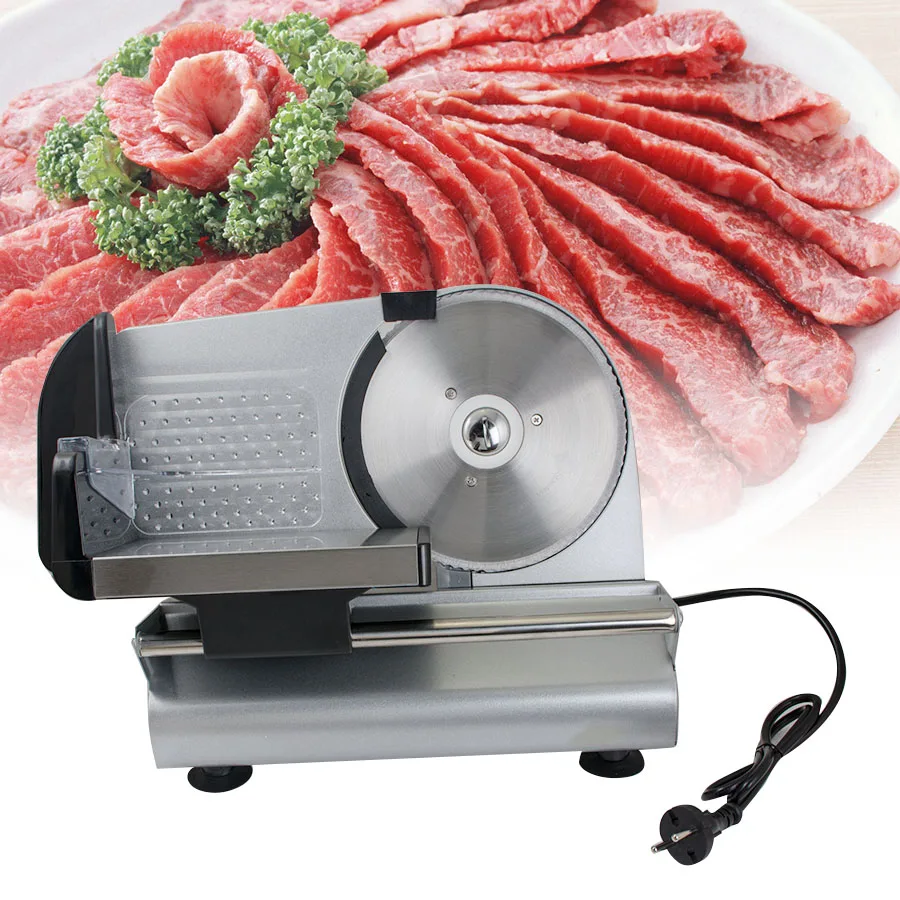 

7.5" Blade Electric Meat Slicer Mutton Roll Frozen Beef Cutter Lamb Vegetable Cutting Machine Stainless Steel Mincer 220V