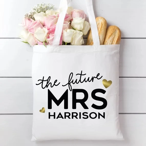 

custom future mrs Wedding bride Bridesmaid Maid of Honor canvas Tote Bags bridal shower thank you hen party company gift bags
