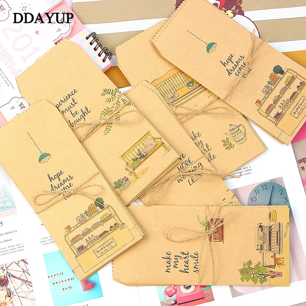 

10Pcs/lot Kraft Paper Envelope Cute Cartoon Child Daily Left Wedding Invitation Gift Envelopes Letter Stationery