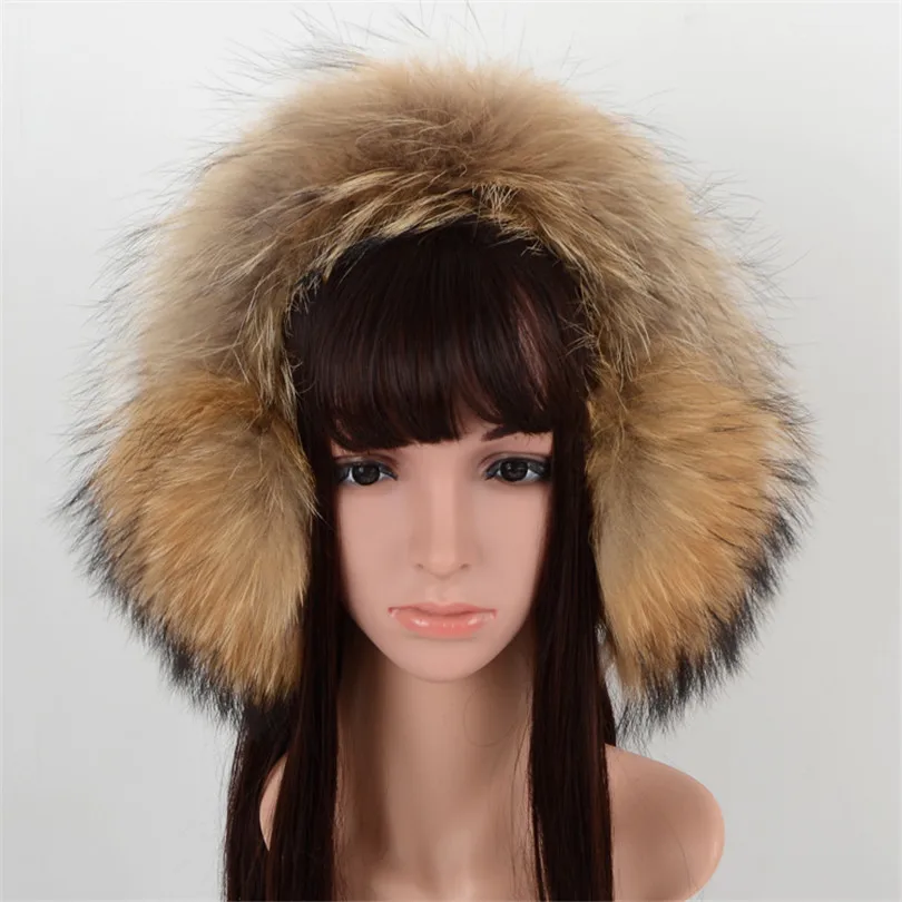 100 Real Fox Fur Earmuffs for Winter Women Warm Natural Raccoon Fur